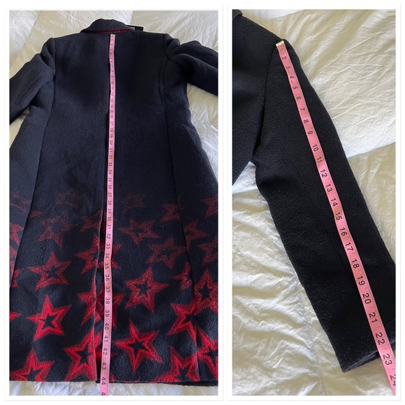 Tommy Hilfiger Norma Jacquard Blue Red Stars Wool Blend Long Coat Size 10 NWT - Picture 15 of 15